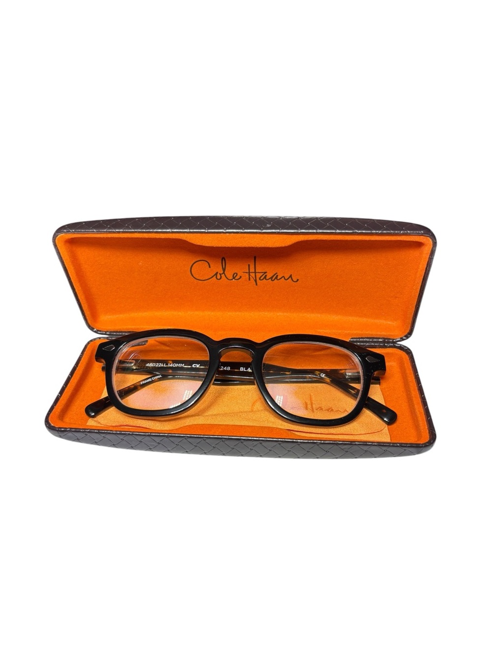 Cole Haan Black Brown Horn CH248 Eyeglasses Glasses Frames‎ 46/22/140 Case Cloth